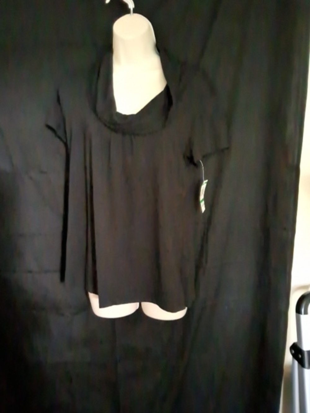 NWT Style & Co. Black Short Sleeve Cowl-Neck Top Size MP/LP